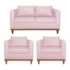 Kit Sofá 3 Lugares e 2 Poltronas Europa 180 cm Estilo Conforto e Elegância Suede Rosa bebê - Amarena Móveis