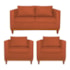 Kit Sofá 3 Lugares e 2 Poltronas Europa 180 cm Estilo Conforto e Elegância Suede Terracota - Amarena Móveis