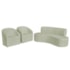 Kit Sofá Curvo Amsterdã 140cm e 2 Poltronas Luiza Max Bouclé Verde Oliva