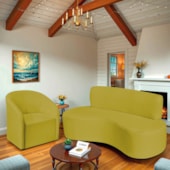 Kit Sofá Curvo Amsterdã 140cm e 2 Poltronas Luiza Max Suede Amarelo