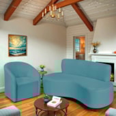 Kit Sofá Curvo Amsterdã 140cm e 2 Poltronas Luiza Max Suede Azul Turquesa