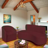 Kit Sofá Curvo Amsterdã 140cm e 2 Poltronas Luiza Max Suede Suede Bordo