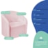 Kit Sofá Curvo Amsterdã 140cm e Poltrona Luiza Max Suede Rosa Bebê