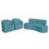 Kit Sofá Curvo Amsterdã 160cm e 2 Poltronas Luiza Max Suede Azul Turquesa