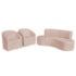Kit Sofá Curvo Amsterdã 160cm e 2 Poltronas Luiza Max Suede Rose