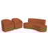Kit Sofá Curvo Amsterdã 160cm e 2 Poltronas Luiza Max Suede Terracota