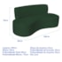 Kit Sofá Curvo Amsterdã 160cm e 2 Poltronas Luiza Max Suede Verde