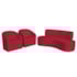 Kit Sofá Curvo Amsterdã 160cm e 2 Poltronas Luiza Max Suede Vermelho