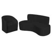 Kit Sofá Curvo Amsterdã 160cm e Poltrona Luiza Max Suede Preto