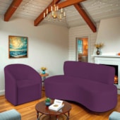 Kit Sofá Curvo Amsterdã 160cm e Poltrona Luiza Max Suede Roxo