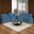 Kit Sofá Curvo Amsterdã 180cm e 2 Poltronas Luiza Max Linho Azul Royal