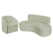 Kit Sofá Curvo Amsterdã 180cm e Poltrona Luiza Max Bouclé Verde Oliva