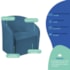 Kit Sofá Curvo Amsterdã 180cm e Poltrona Luiza Max Linho Azul Royal