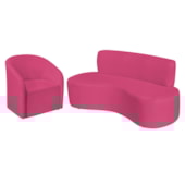 Kit Sofá Curvo Amsterdã 180cm e Poltrona Luiza Max Suede Pink