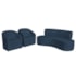 Kit Sofá Curvo Amsterdã 200cm e 2 Poltronas Luiza Max Suede Azul Marinho