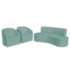 Kit Sofá Curvo Amsterdã 200cm e 2 Poltronas Luiza Max Suede Azul Tiffany