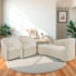 Kit Sofá Curvo França 140cm L.E e 2 Poltronas Luiza Max Conforto, Elegância e Design Moderno Bouclé Bege
