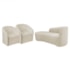 Kit Sofá Curvo França 140cm L.E e 2 Poltronas Luiza Max Conforto, Elegância e Design Moderno Bouclé Bege