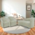 Kit Sofá Curvo França 140cm L.E e 2 Poltronas Luiza Max Conforto, Elegância e Design Moderno Bouclé Verde Oliva