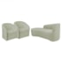 Kit Sofá Curvo França 140cm L.E e 2 Poltronas Luiza Max Conforto, Elegância e Design Moderno Bouclé Verde Oliva