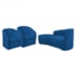 Kit Sofá Curvo França 140cm L.E e 2 Poltronas Luiza Max Conforto, Elegância e Design Moderno Linho Azul Royal
