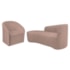 Kit Sofá Curvo França 140cm L.E e Poltrona Luiza Max Conforto, Elegância e Design Moderno Linho Rose