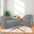 Kit Sofá Curvo França 140cm LD. e Poltrona Luiza Max Conforto, Elegância e Design Moderno Bouclé Cinza
