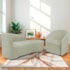 Kit Sofá Curvo França 140cm LD. e Poltrona Luiza Max Conforto, Elegância e Design Moderno Bouclé Verde Oliva