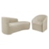Kit Sofá Curvo França 140cm LD. e Poltrona Luiza Max Conforto, Elegância e Design Moderno Linho Bege