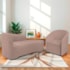 Kit Sofá Curvo França 140cm LD. e Poltrona Luiza Max Conforto, Elegância e Design Moderno Linho Rose