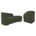 Kit Sofá Curvo França 140cm LD. e Poltrona Luiza Max Conforto, Elegância e Design Moderno Linho Verde