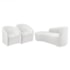 Kit Sofá Curvo França 160cm L.E e 2 Poltronas Luiza Max Conforto, Elegância e Design Moderno Bouclé Branco