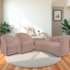 Kit Sofá Curvo França 160cm L.E e 2 Poltronas Luiza Max Conforto, Elegância e Design Moderno Linho Rose