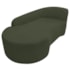 Kit Sofá Curvo França 160cm L.E e 2 Poltronas Luiza Max Conforto, Elegância e Design Moderno Linho Verde