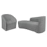 Kit Sofá Curvo França 160cm L.E e Poltrona Luiza Max Conforto, Elegância e Design Moderno Bouclé Cinza