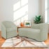 Kit Sofá Curvo França 160cm L.E e Poltrona Luiza Max Conforto, Elegância e Design Moderno Bouclé Verde Oliva