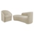 Kit Sofá Curvo França 160cm L.E e Poltrona Luiza Max Conforto, Elegância e Design Moderno Linho Bege