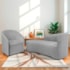 Kit Sofá Curvo França 160cm L.E e Poltrona Luiza Max Conforto, Elegância e Design Moderno Linho Cinza Claro