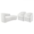 Kit Sofá Curvo França 160cm LD. e 2 Poltronas Luiza Max Conforto, Elegância e Design Moderno Bouclé Branco