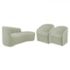 Kit Sofá Curvo França 160cm LD. e 2 Poltronas Luiza Max Conforto, Elegância e Design Moderno Bouclé Verde Oliva