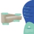 Kit Sofá Curvo França 160cm LD. e 2 Poltronas Luiza Max Conforto, Elegância e Design Moderno Linho Bege