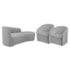 Kit Sofá Curvo França 160cm LD. e 2 Poltronas Luiza Max Conforto, Elegância e Design Moderno Linho Cinza Claro