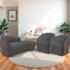 Kit Sofá Curvo França 160cm LD. e 2 Poltronas Luiza Max Conforto, Elegância e Design Moderno Linho Cinza Escuro