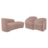 Kit Sofá Curvo França 160cm LD. e 2 Poltronas Luiza Max Conforto, Elegância e Design Moderno Linho Rose