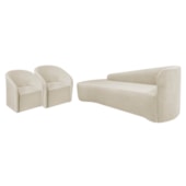 Kit Sofá Curvo França 180cm L.E e 2 Poltronas Luiza Max Conforto, Elegância e Design Moderno Bouclé Bege