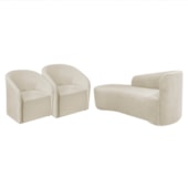 Kit Sofá Curvo França 180cm L.E e 2 Poltronas Luiza Max Conforto, Elegância e Design Moderno Bouclé Bege