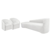 Kit Sofá Curvo França 180cm L.E e 2 Poltronas Luiza Max Conforto, Elegância e Design Moderno Bouclé Branco
