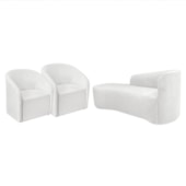 Kit Sofá Curvo França 180cm L.E e 2 Poltronas Luiza Max Conforto, Elegância e Design Moderno Bouclé Branco