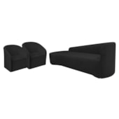 Kit Sofá Curvo França 180cm L.E e 2 Poltronas Luiza Max Conforto, Elegância e Design Moderno Bouclé Preto