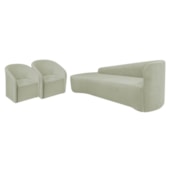 Kit Sofá Curvo França 180cm L.E e 2 Poltronas Luiza Max Conforto, Elegância e Design Moderno Bouclé Verde Oliva